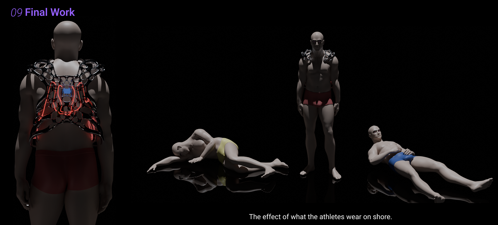 Final Work: digital render showing athletes wearing the speculative device